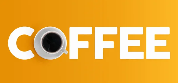 Coffee cup concept design top view banner