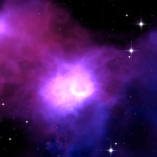 Purple nebula and stars in space