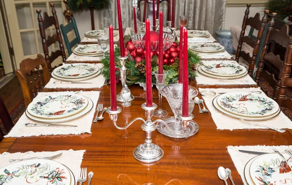 Silver Candleabras on Formal Christmas Table