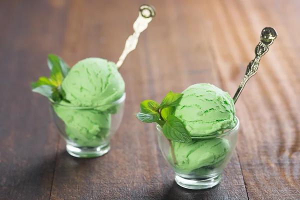 Matcha ice cream in cup