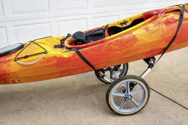 River kayak on a cart