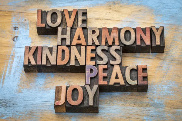 Love, harmony, kindness, peace and joy