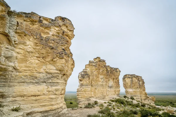 Limestone pilars in Kansas prairie