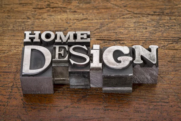 Home design  text in metal type