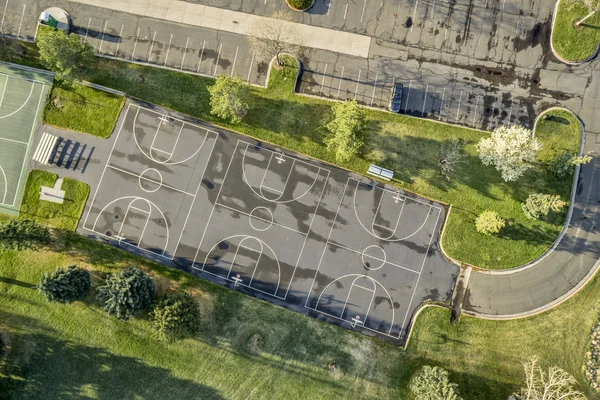 Aerial view of basketball courts