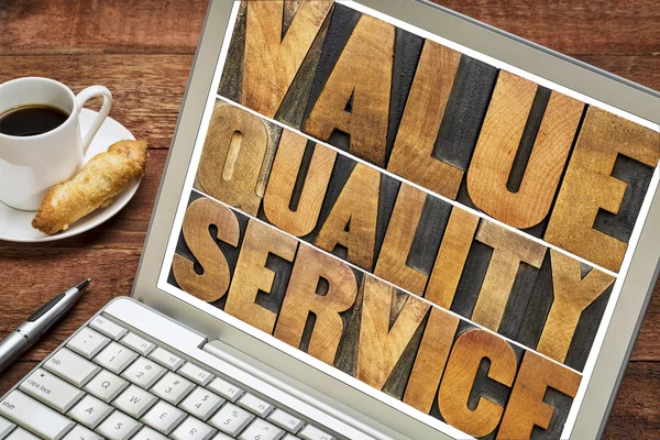 Value, quality, service typography