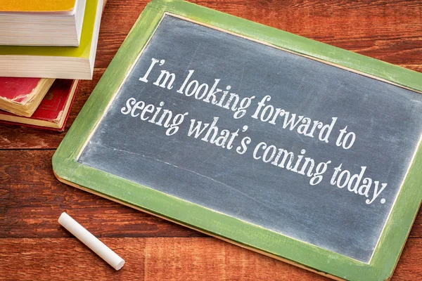 Positive affirmation phrase on blackboard