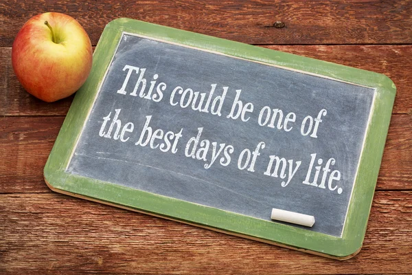 Positive affirmation phrase on blackboard