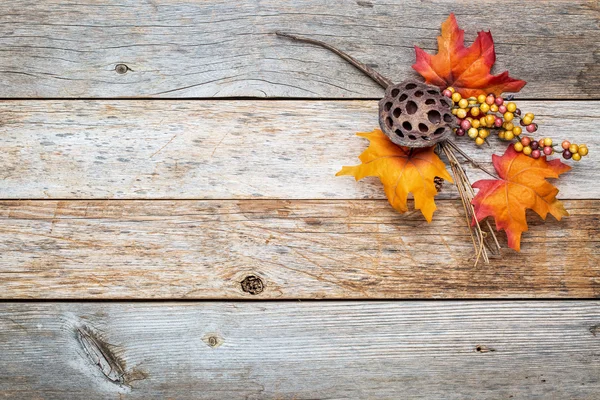 Barn wood  background with fall decoration