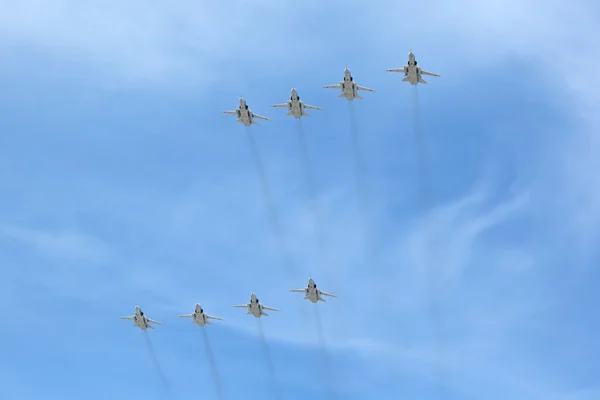 Group of planes in sky