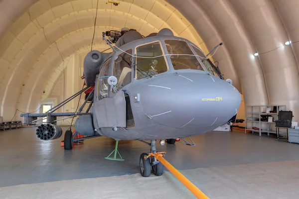 Helicopter in an inflatable hangar