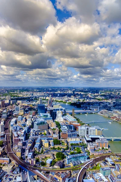 Aerial view of London UK and the River Thames