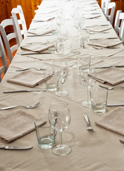 Long table with white cloth