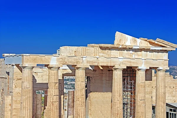 Propylaea is the monumental gateway to the Acropolis, the Propylaea was built under the general direction of the Athenian leader Pericles, Athens, Greece