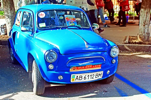 Retro car on the street in Vinnytsia on the frame of Day of Europe in Vinnytsia, Ukraine