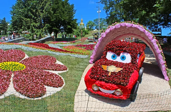 Flower cars exhibition at Spivoche Pole  in Kyiv, Ukraine