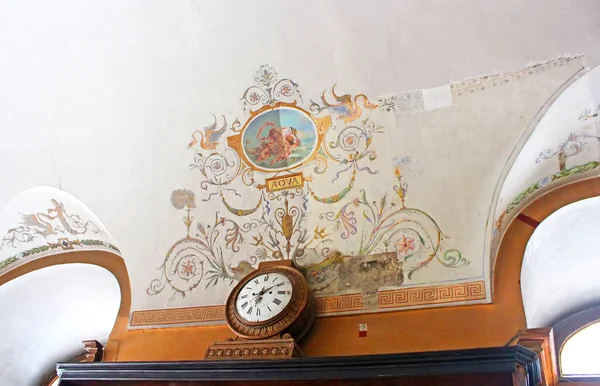 Eiling and clock in pharmacy-museum in Lviv, Ukraine