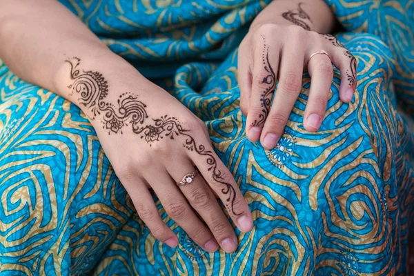 Woman with Fashion Henna Tattoo, No Face, Close up
