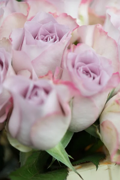 Pink roses decoration. Bouquet of pink roses. Wedding floral arrangement.