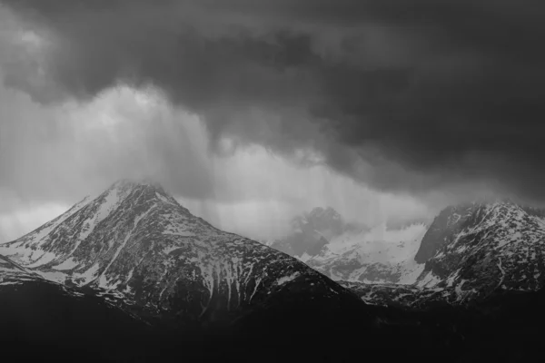 Black and white stormy mountain