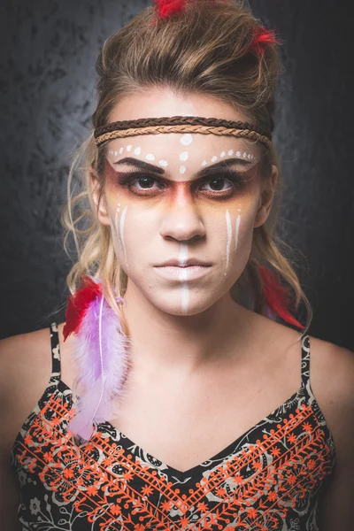 American Indian with paint face