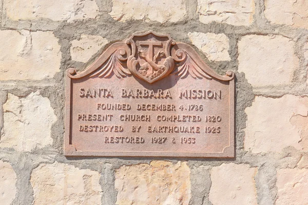 Plaque Santa Barbara Mission