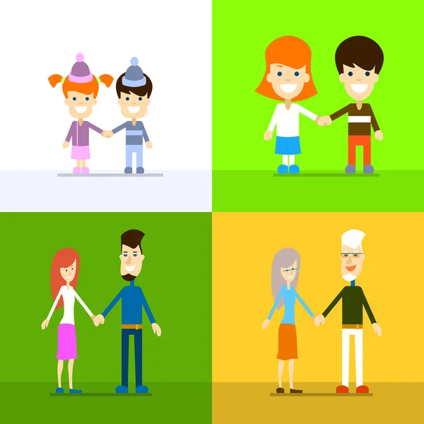 Family Generation Set People Couple Hold Hands Age Concept Collection