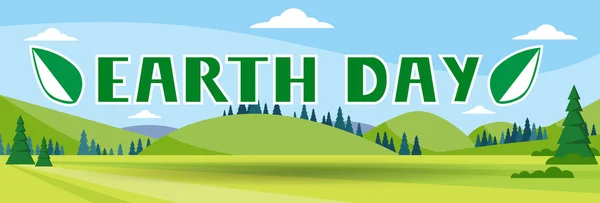 Earth Day Holiday Nature Summer Landscape Banner Flat Vector Illustration