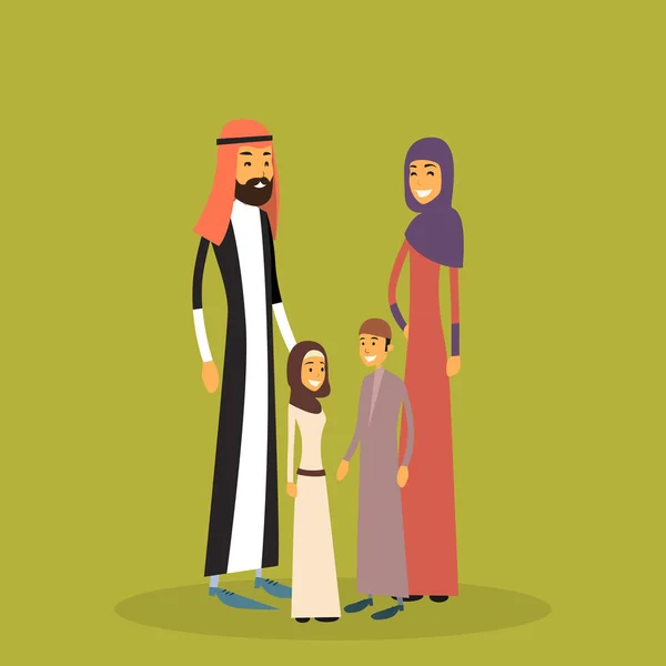 Arab Family Four People, Arabic Parents Two Children