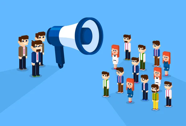 Businessman Megaphone Loudspeaker Colleagues Business People Team Leader Group Businesspeople 3d Isometric Design