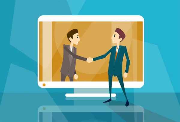 Businessman Shake Hand Web Virtual Internet Business Meeting Computer Screen