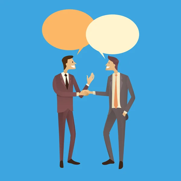 Two Businessman Hand Shake Talking Chat Box Bubble Communication Agreement Concept, Business Man Handshake