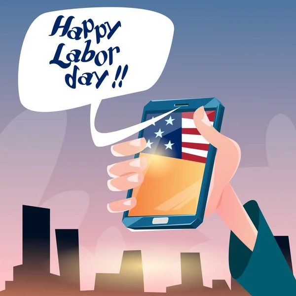Hand Hold Cell Smart Phone American Labor Day USA Holiday