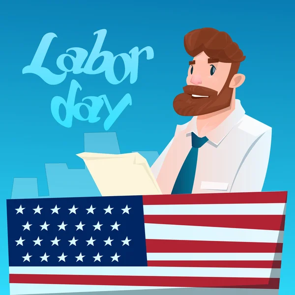Business Man Hold Document American Labor Day USA Holiday