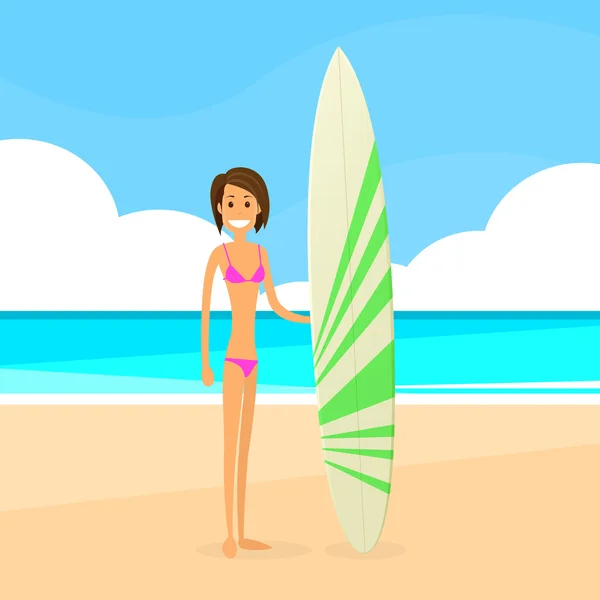 Surfer Woman With Surfing Board