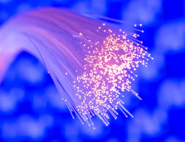 Optical fibres dinamic flying from deep on technology background