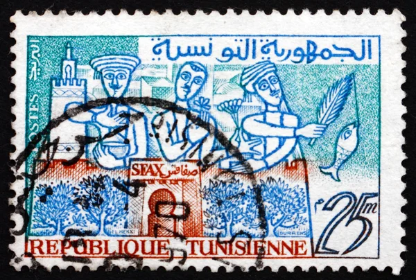 Postage stamp Tunisia 1960 Oil, Flowers and Fish of Sfax