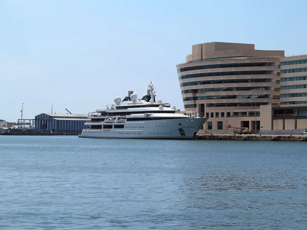 11.07.2016, Barcelona, Spain: Luxury large super yacht in port