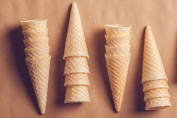 Crispy ice cream cone stacks