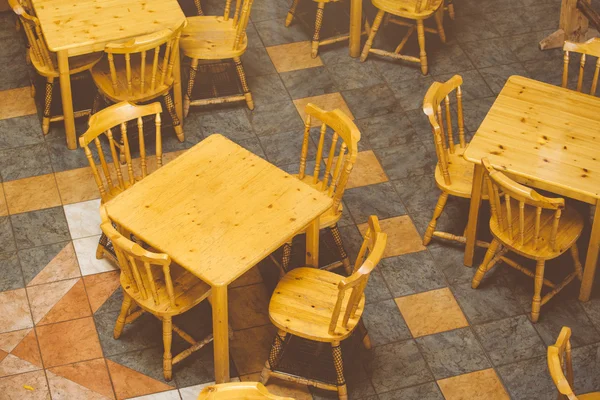 Chairs and tables in an empty restaurant