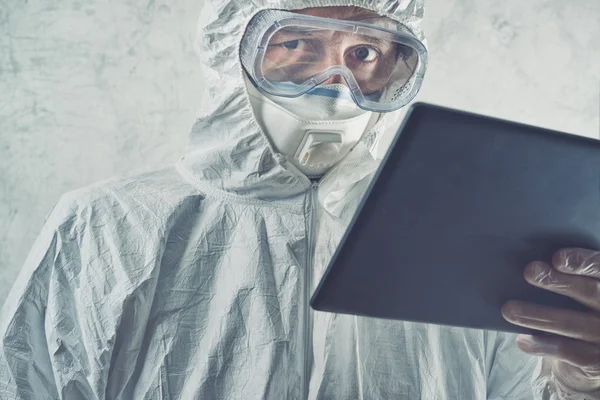 Chemical Scientist Using Digital Tablet Computer