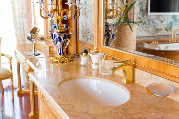 Luxurious marble sink with mirror