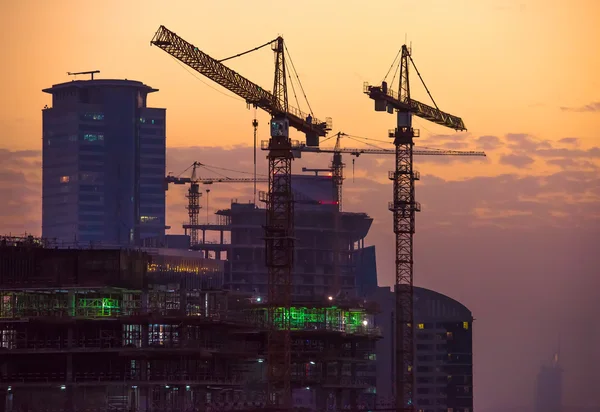 Construction site in Dubai at sunset
