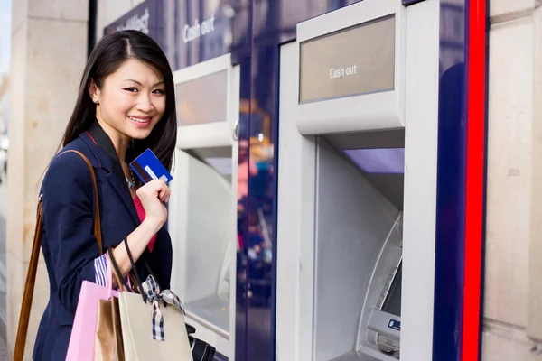 Girl at cash machine