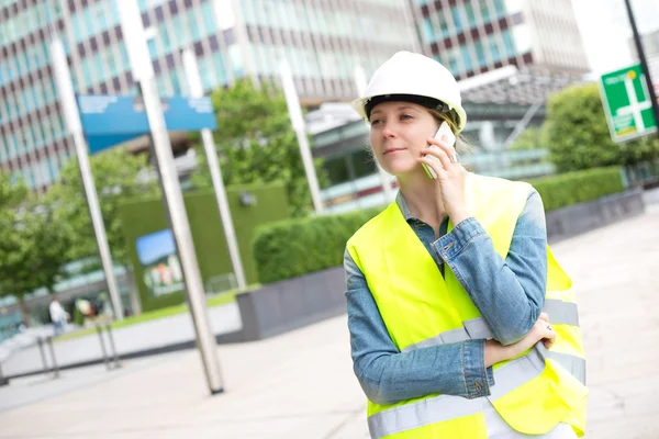 Construction worker on the phone