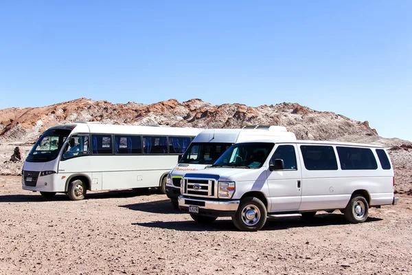 Touristic buses in desert