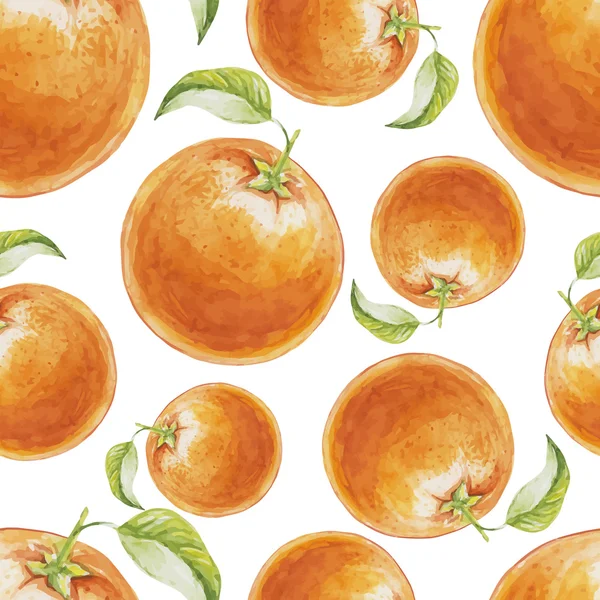 Watercolor seamless pattern of orange fruit. Vector illustration of citrus orange fruits. Eco food illustration