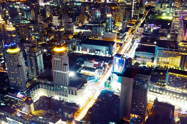 Bird view of urban cityscape at night