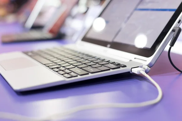 Modern laptop on technology exhibition