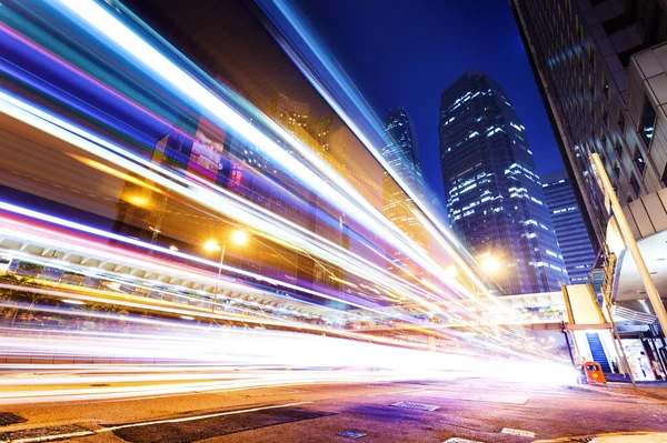 Traffic light trails in modern city